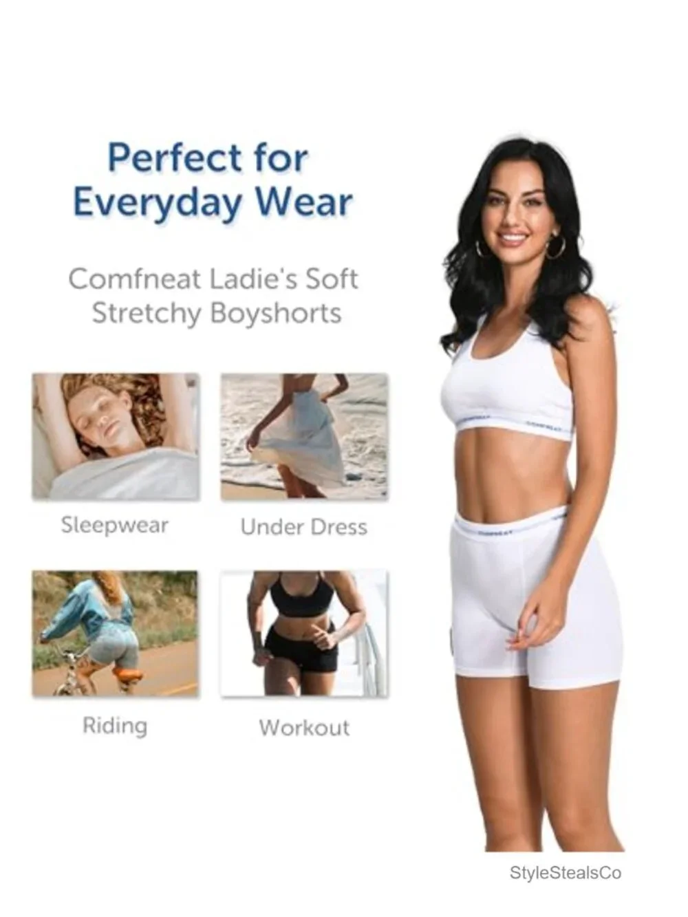 Cotton Spandex Boyshorts 4-Pack High Rise Stretchy Underwear